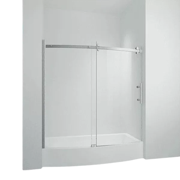 48" W x 35" D x 76" H Semi-Frameless Square Shower Enclosure with Double Sliding Door in Brushed Nickel