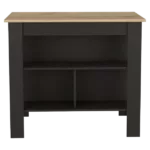 Rockaway 3-Shelf Kitchen Island Black and Ibiza Marble