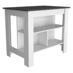 Rockaway 3-Shelf Kitchen Island White and Onix