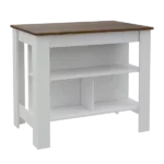 Rockaway 3-Shelf Kitchen Island White and Walnut