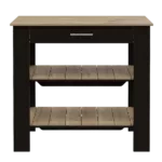 Rockaway 1-Drawer 2-Shelf Kitchen Island Black Wengue and Light Oak