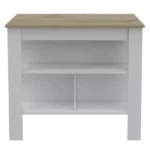 Rockaway 3-Shelf Kitchen Island White and Light Oak