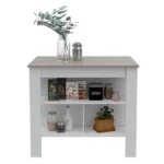 Rockaway 3-Shelf Kitchen Island White and Light Grey