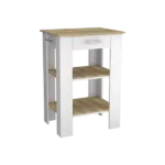 Rockaway 1-Drawer 2-Shelf Kitchen Island White and Light Oak