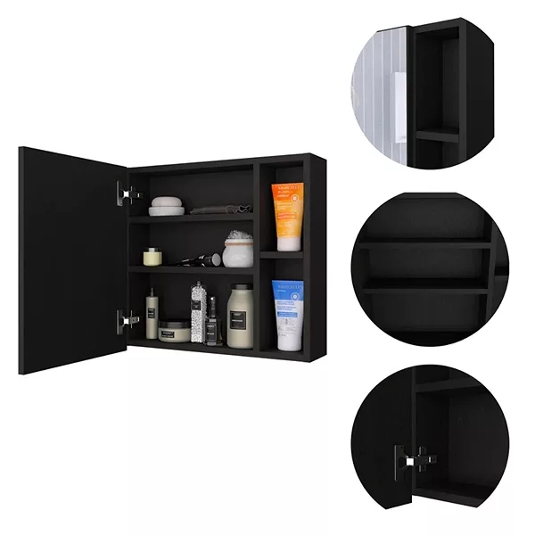 Black Crawford 4-Shelf Medicine Cabinet