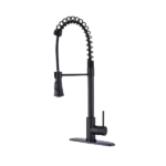 Single Handle Spring High Arc Kitchen Faucet in Matte Black