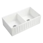 Ceramic White 33 in. W Double Basin Farmhouse Kitchen Sink