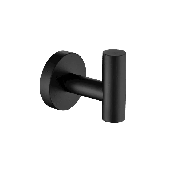 Bathroom Round Robe Hook and Towel Hook in Matte Black