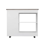 Nigella Kitchen Cart, Two Storage Shelves, Four Casters, Three Side Shelves -White / Dark Brown
