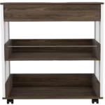 Verona Kitchen Cart, Three Shelves, Four Casters -White / Dark Walnut