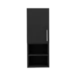 Black Madrid Medicine Cabinet with Two External Shelves, Metal Handle, Single Door and Two Interior Shelves