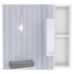Oman Medicine Cabinet with Three Internal Shelves, Single Door and Two External Shelves -White