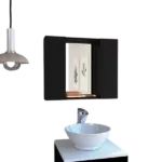 Black Artemisa Medicine Cabinet with Double Door, Mirror and One External Shelf