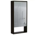 Black Mariana Medicine Cabinet with One External Shelf and Single Door Mirror Two Internal Shelves