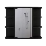 Black Milan Medicine Cabinet with Six External Shelves Mirror, and Three Internal Shelves
