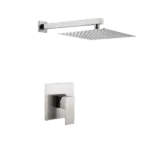 Square Shape Wall Mount Brass Bathroom Shower With Brushed Nickel Finish