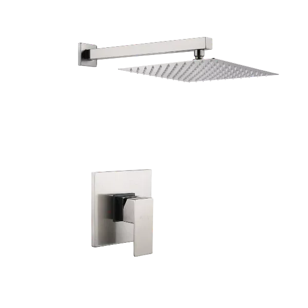 Square Shape Wall Mount Brass Bathroom Shower With Brushed Nickel Finish