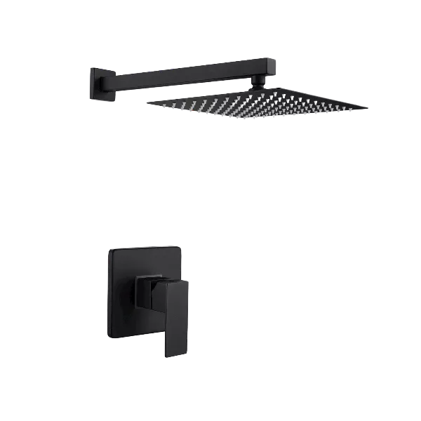Square Shape Wall Mount Bathroom Shower With Matt Black Finish