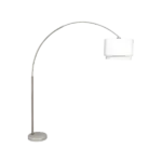 81 in. Arc Living Room-Stand Up Arching Drum Shade Floor Lamp with Marble Base in White
