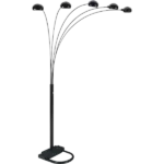 84 in. 5 Arms Arch Floor Lamp in Black
