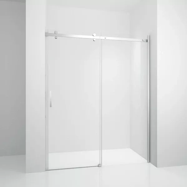 48" in W x 76" Aluminum Frameless Bypass Sliding Shower Door With Chrome Look