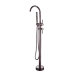 Double Handle Floor Mounted Tub Faucet with Hand-Shower in Brown