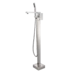 Single-Handle Freestanding Tub Faucet with Hand Shower in Brushed Nickel