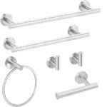 6-Piece Bath Hardware Set with Towel Bar, Toilet Paper Holder and Towel Hook in Brushed Nickel