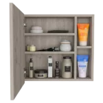 Medicine Cabinet Viking, Three Internal Shelves, Single Door, Two External Shelves, Light Gray Finish
