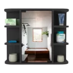 Black Wengue Finish Medicine Cabinet Milano with Six External Shelves Mirror