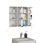 White Finish Medicine Cabinet Milano with Six External Shelves Mirror