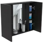 Black Wengue Finish Medicine Cabinet Hops with Double Door, Mirror and One External Shelf