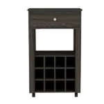 Bar Cart Bayamon, Twelve Wine Cubbies, Four Legs, Carbon Espresso Finish
