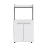 Kitchen Cart Totti, Double Door Cabinet, One Open Shelf, Two Interior Shelves, White Finish
