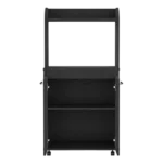 Kitchen Cart Totti, Double Door Cabinet, One Open Shelf, Two Interior Shelves, Black Wengue Finish