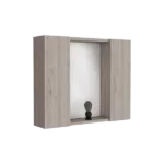 Medicine Cabinet Hops, Double Door, Mirror, One External Shelf, Light Gray Finish