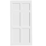 CRAZY ELF 30" x 80" Six Paneled Wood Primed Standard Door Slab, DIY Unfinished Solid Wood Paneled Door, Interior Single Door Slab, Pre-Drilled Ready to Assemble