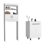 Alder 2 Piece Bathroom Set, Valetta Over The Toilet Cabinet + Dustin Free Standing Sink Cabinet, White
