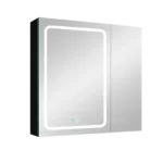 30x30 Inch LED Dimmer black Surface Mount Double Door Lighted Medicine Cabinet for Bathroom with Mirror Defogging