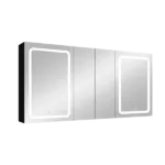 60x30 Inch LED Dimmer black Surface Mount Double Door Lighted Medicine Cabinet for Bathroom with Mirror Defogging