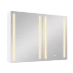 40x30 Inch LED Dimmer white Surface Mount Double Door Lighted Medicine Cabinet for Bathroom with Mirror Defogging