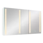 50x30 Inch LED Dimmer white Surface Mount Three Door Lighted Medicine Cabinet for Bathroom with Mirror Defogging
