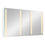 50x30 Inch LED Dimmer white Surface Mount Three Door Lighted Medicine Cabinet for Bathroom with Mirror Defogging