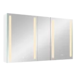 50x30 Inch LED Dimmer white Surface Mount Three Door Lighted Medicine Cabinet for Bathroom with Mirror Defogging