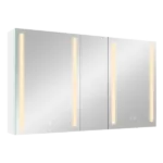 50x30 Inch LED Dimmer white Surface Mount Three Door Lighted Medicine Cabinet for Bathroom with Mirror Defogging