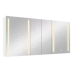 60x30 Inch LED Dimmer white Surface Mount Double Door Lighted Medicine Cabinet for Bathroom with Mirror Defogging