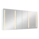 60x30 Inch LED Dimmer white Surface Mount Double Door Lighted Medicine Cabinet for Bathroom with Mirror Defogging