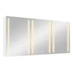 60x30 Inch LED Dimmer white Surface Mount Three Door Lighted Medicine Cabinet for Bathroom with Mirror Defogging