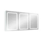 60x30 Inch LED Dimmer White Surface Mount Double Door Lighted Medicine Cabinet for Bathroom with Mirror Defogging