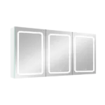 60x30 Inch LED Dimmer White Surface Mount Double Door Lighted Medicine Cabinet for Bathroom with Mirror Defogging